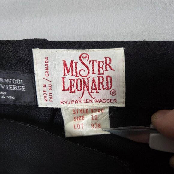 Vintage Mister Leonard Pants Womens 12 Black Wool Pleated Trousers High Rise - Picture 3 of 11